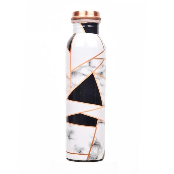 Decorative India White Copper Water Bottle 1 liter - (99% Pure Copper - Lab Tested)