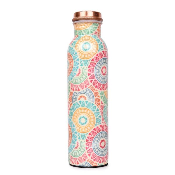 Decorative India Pure Copper Printed Copper Water Bottle 1 Liter