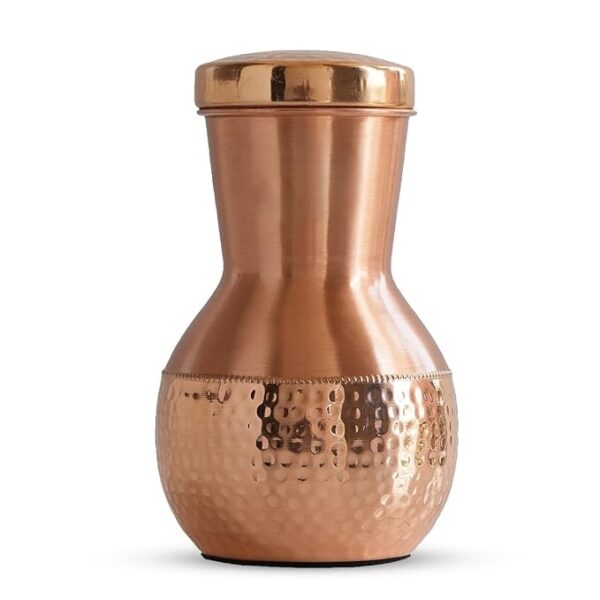 Decorative India Pure Copper Bedroom Water bottle With Inbuilt Glass 1200 ML