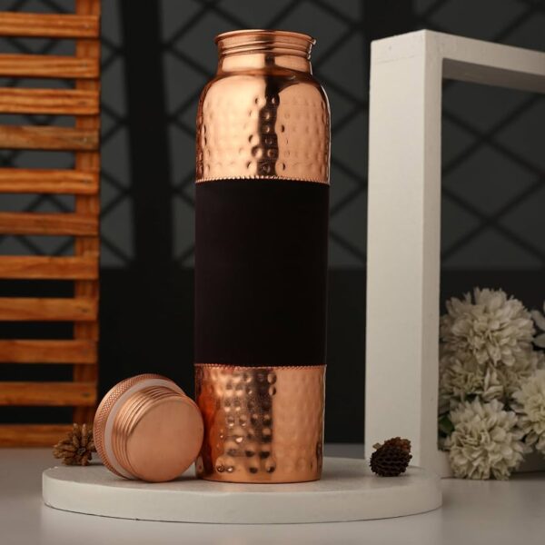 Pure Copper Water Bottle For Ayurveda Health Benefit 1-L  (Color Pattern)