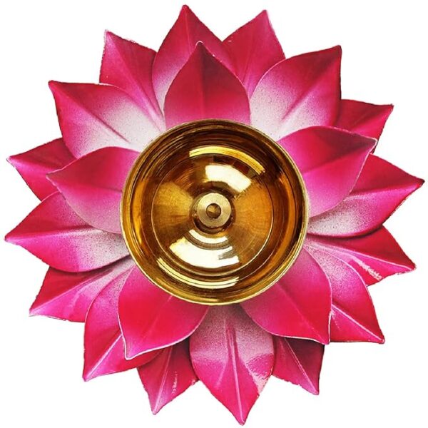 Decorative India Brass & Metal Lotus pink Design Diya For Decoration