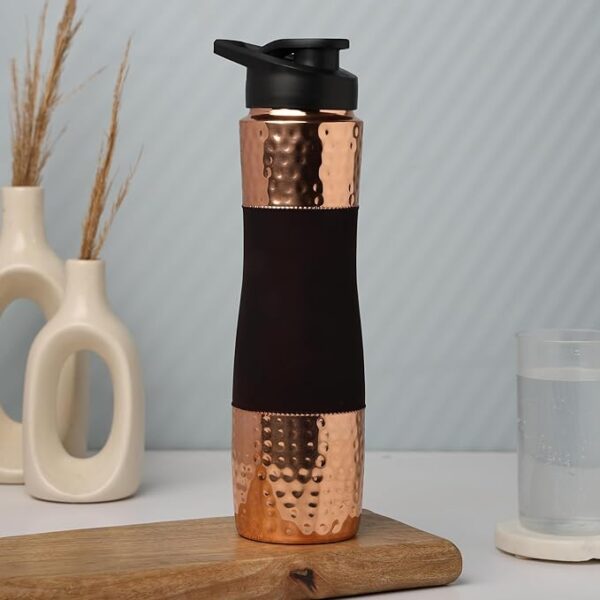 Pure Copper Water Bottle With Sipper 1-L (Dark Cherry & Polish Finish)