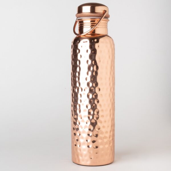 Decorative India Pure Copper Water Bottle hammered Design With Handle