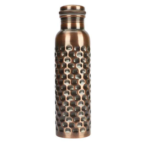 Black Antique Pure Copper Water Bottle With Brick Hammer Design 1 L