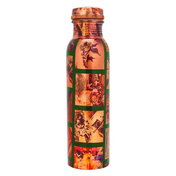 Pure Copper Water Bottle Printing Design Enameled Finish 1-L