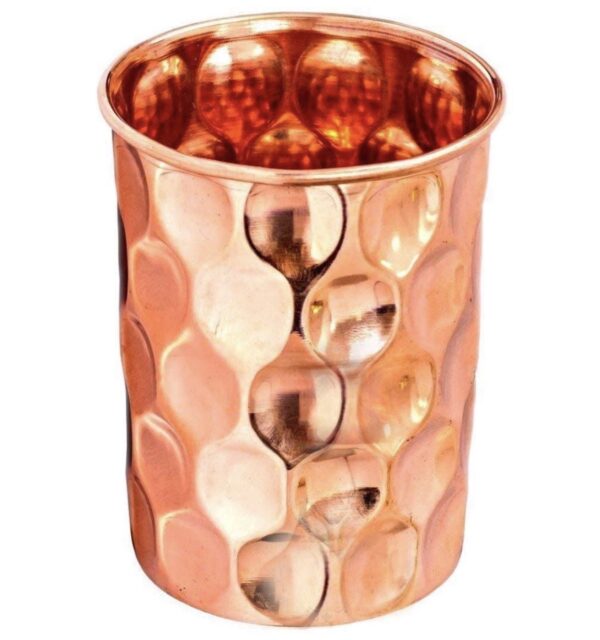 Decorative India Pure Copper Tumbler Glass Dimond Design 250 ML