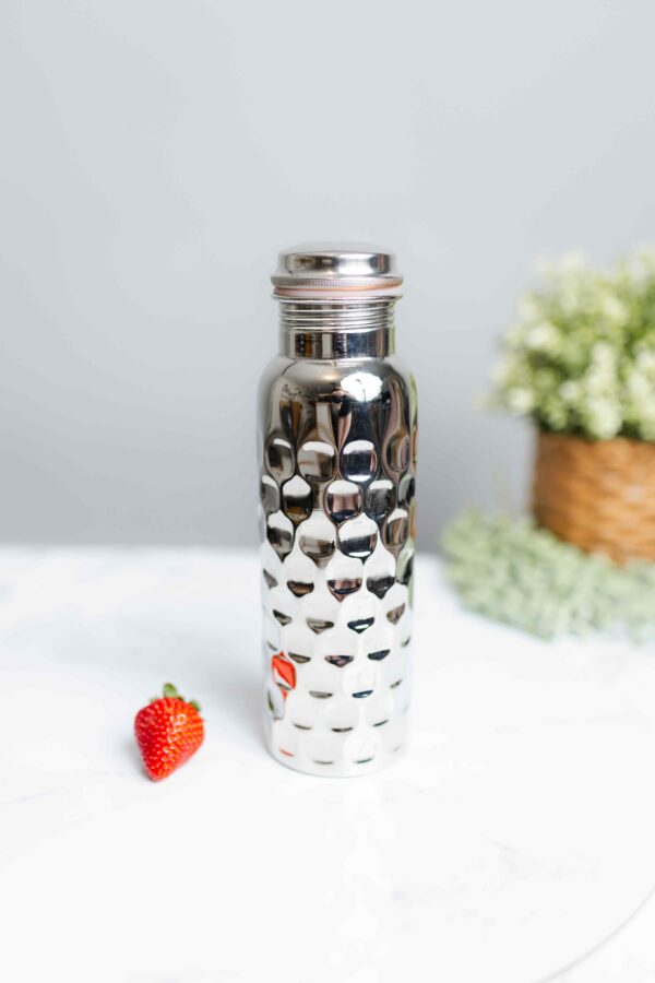 Pure Copper Dimond Antique Silver Finish Water Bottle 750 ML