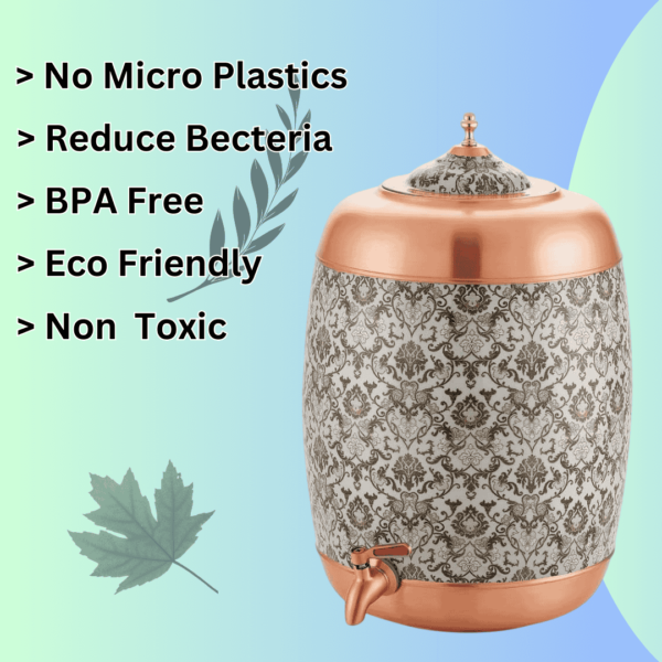 Decorative India Premium Gray Printed Pure Copper Dispenser 11 Liter