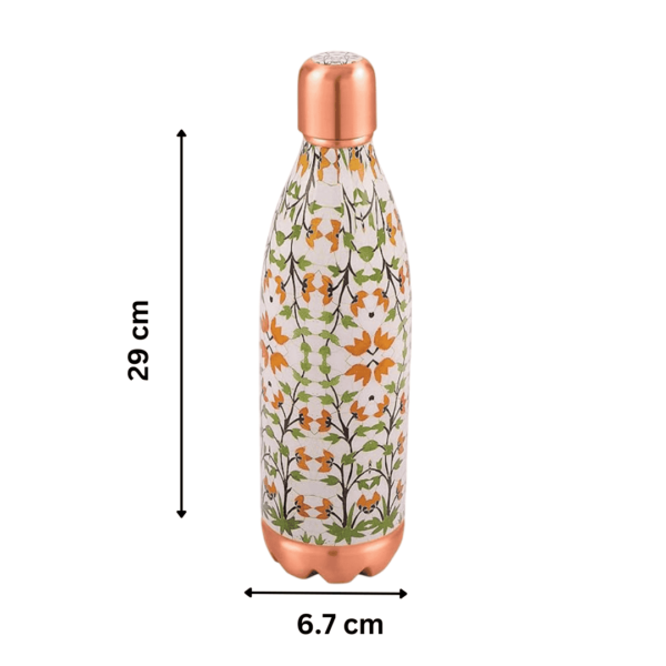 1000 ML floral Design joint-less Copper Water Bottle