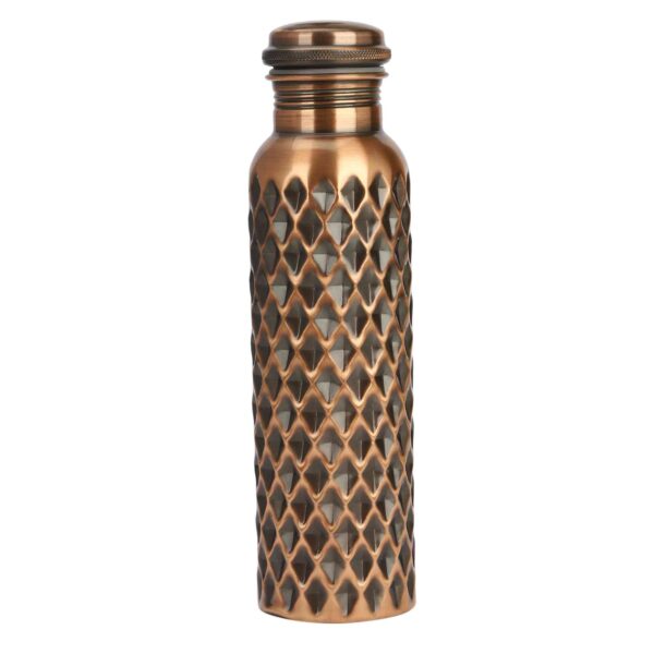 Black Antique Pure Copper Water Bottle With Brick Hammer Design 1 L - Image 3