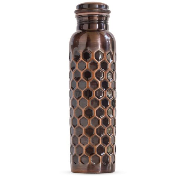 Black Antique Pure Copper Water Bottle With Brick Hammer Design 1 L - Image 5