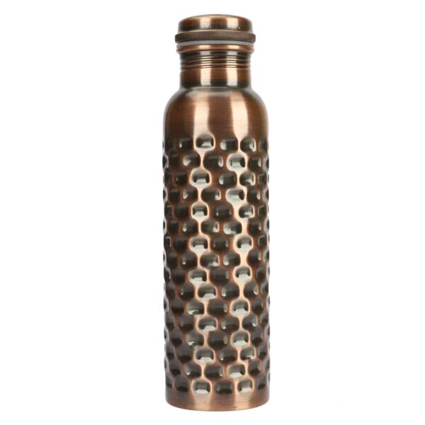 Black Antique Pure Copper Water Bottle With Brick Hammer Design 1 L - Image 6