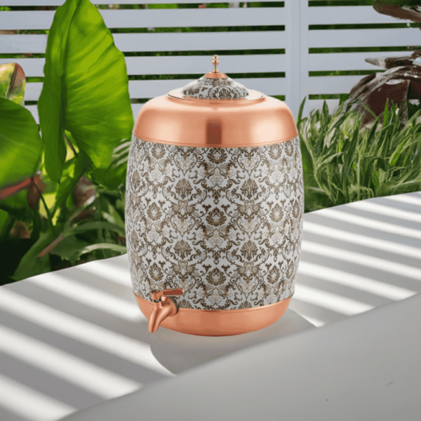 Decorative India Premium Gray Printed Pure Copper Dispenser 11 Liter