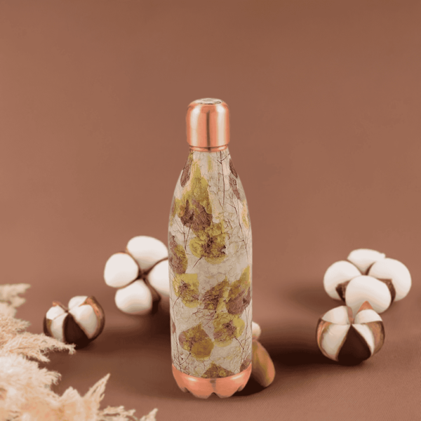 1000 ML floral Design joint-less Copper Water Bottle