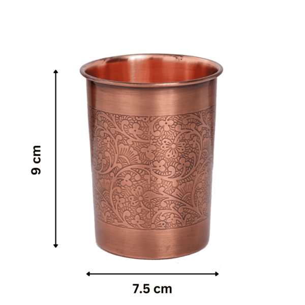 Pure Copper Water Glass Etching Design 250 ML