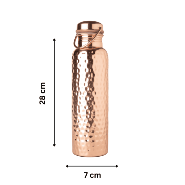 Pure Copper Water Bottle hammered Design With Handle