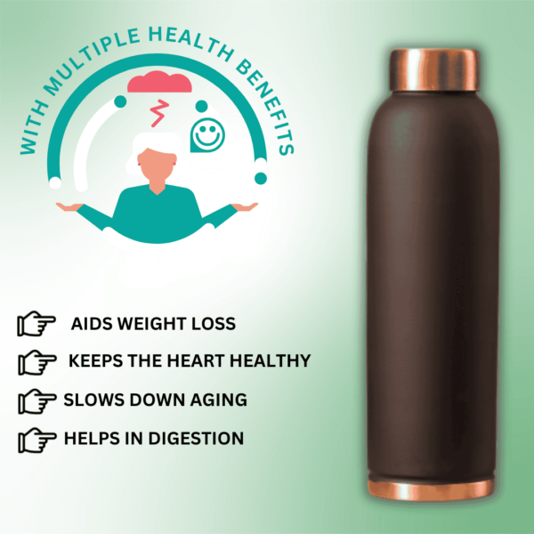 Best Brown Copper Water Bottle with Matt Finished 1 Liter