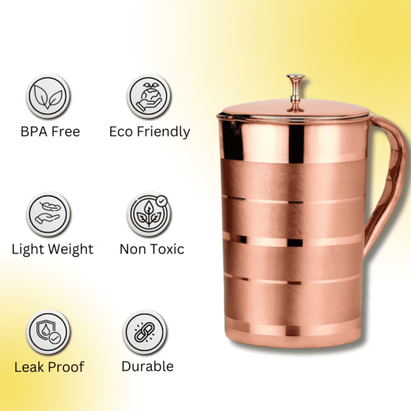 Copper Water Jug for Drinking Water 2 Litre | Best Copper Pitcher Water Storage