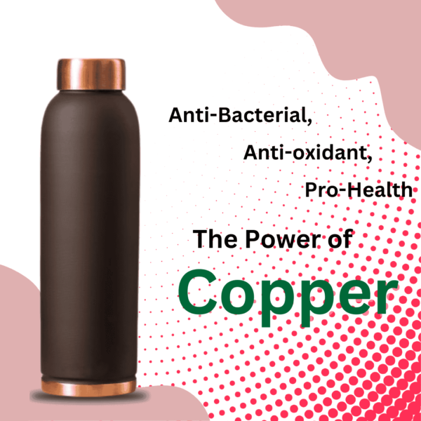 Brown Best Copper Water Bottle with Matt Finished 1 Liter