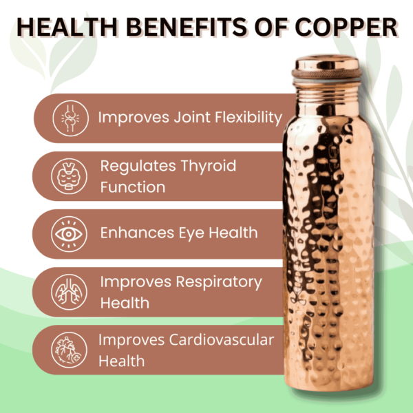 Pure Copper Water Bottle with Two Tumbler Gift Set
