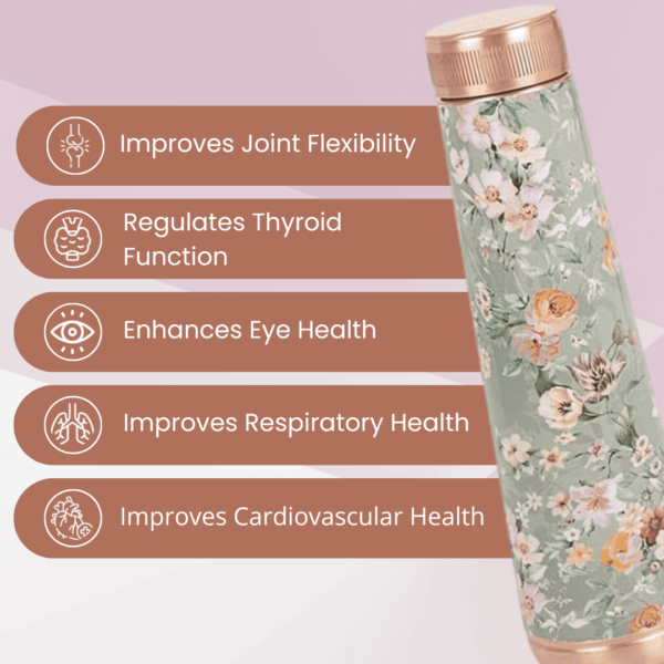 Floral Spring Copper Water Bottle Joint-Less 1 Litre