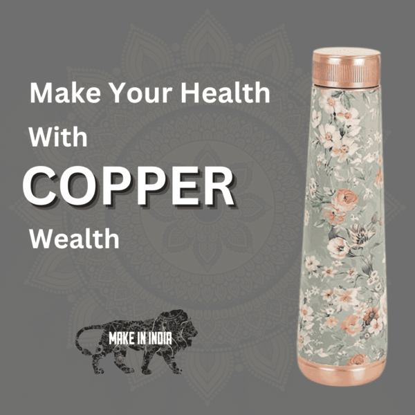Floral Spring Copper Water Bottle Joint-Less 1 Litre