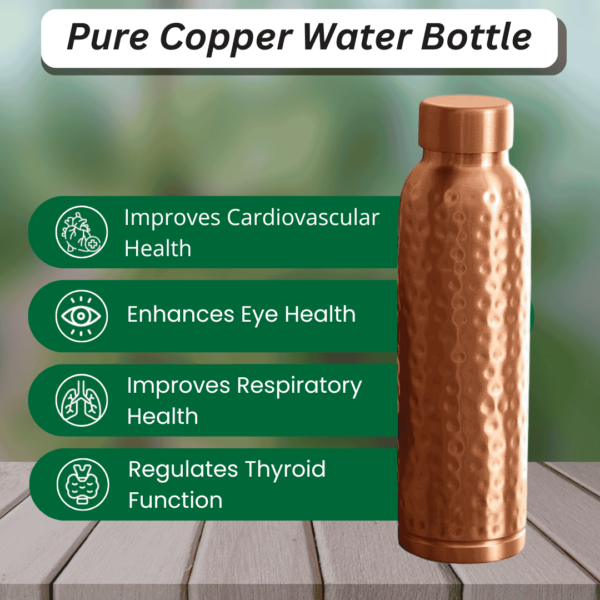 Hammered Copper Water Bottle for Office Table