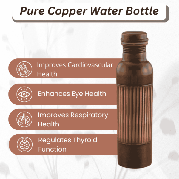 Vintage Finish Copper Lining Water Bottle 1 Litre