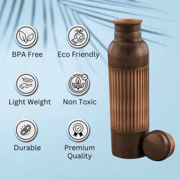 Vintage Finish Copper Lining Water Bottle 1 Litre