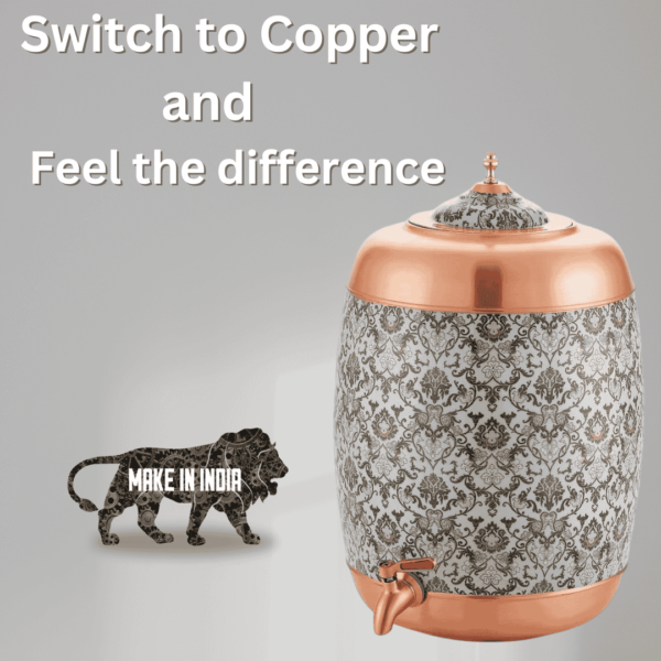 Decorative India Premium Gray Printed Pure Copper Dispenser 11 Liter