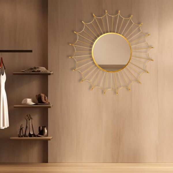Modern Large Gold Iron Framed Bathroom Wall Hanging Mirror 30 x 30 Inches