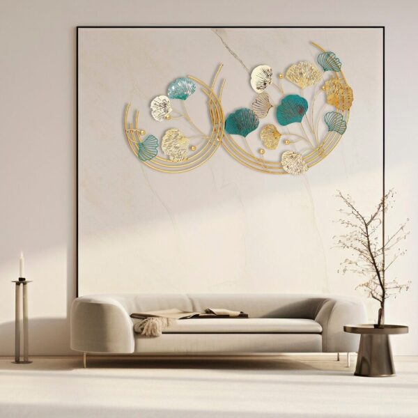 Metal Abstract Figures Wall Art Gold Leaf Design For Home Decor, living Room & Bedroom
