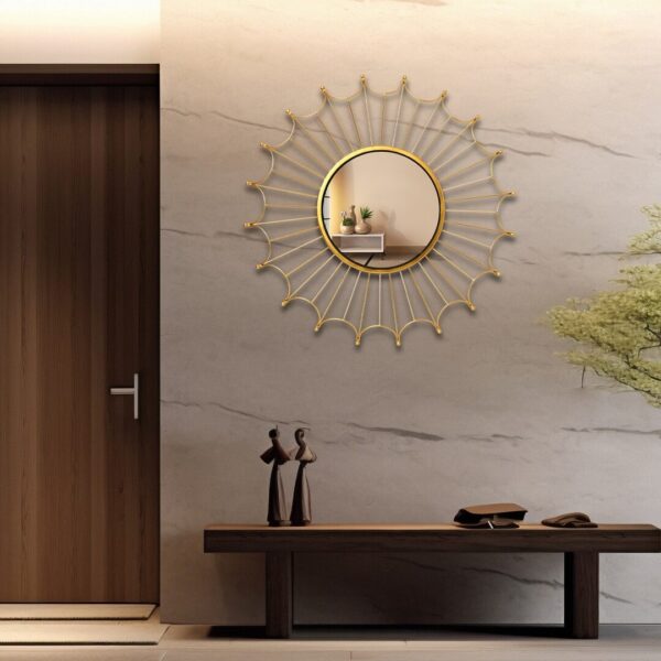 Modern Large Gold Iron Framed Bathroom Wall Hanging Mirror 30 x 30 Inches