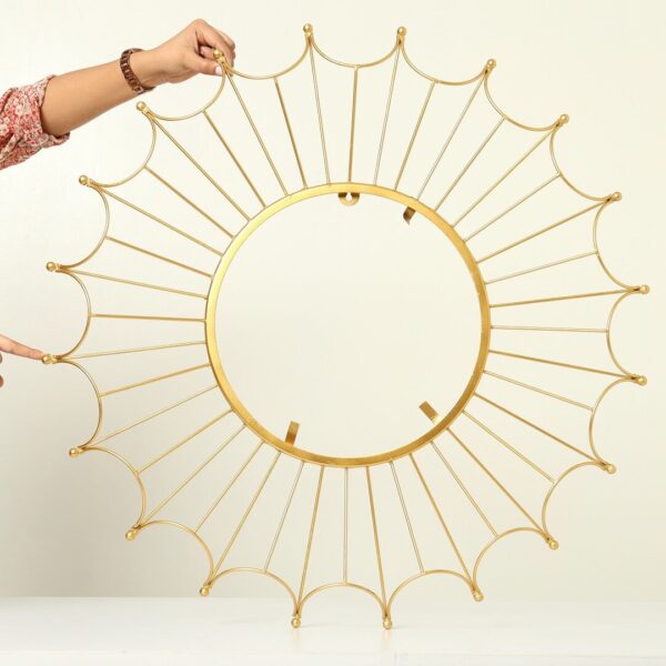 Modern Large Gold Iron Framed Bathroom Wall Hanging Mirror 30 x 30 Inches