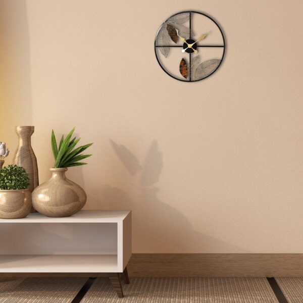 New Leaf Design Metal Wall Clock for Living Room & Home Decoration 20 inches
