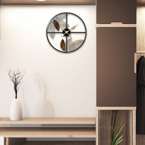 New Leaf Design Metal Wall Clock for Living Room & Home Decoration 20 inches