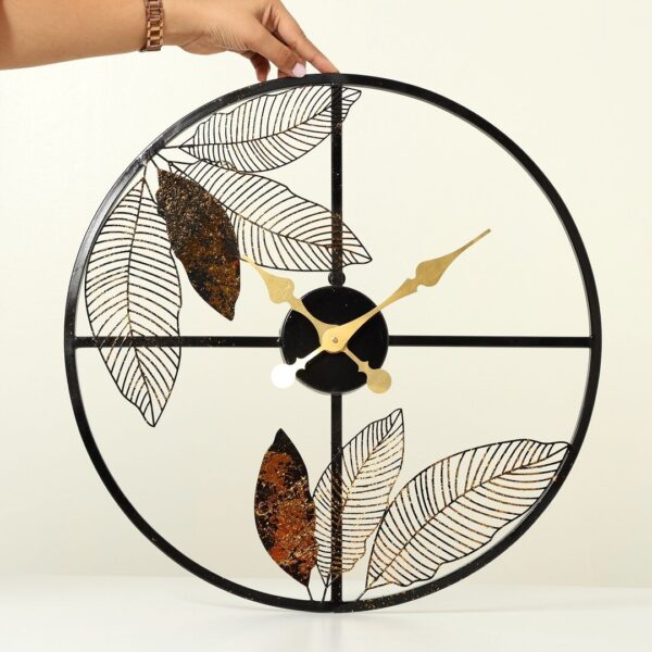 New Leaf Design Metal Wall Clock for Living Room & Home Decoration 20 inches