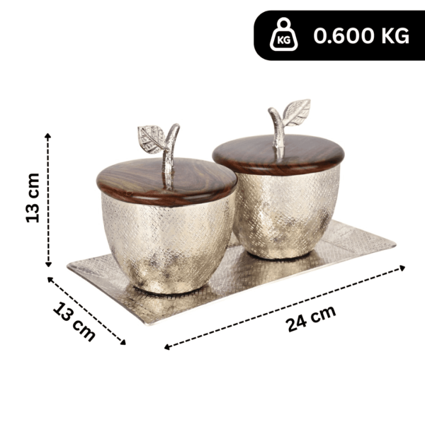 Premium Silver Coated Aluminum Dry Fruit Bowl Set with Tray