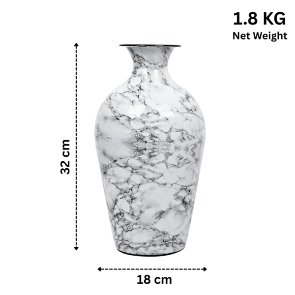 Antique White Metal Flower Vase Set of 2 - Decorative Home, Office & Living Room Vases for Artificial Flowers