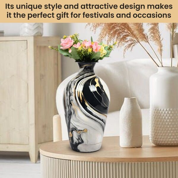 Black Big Size Metal Flower Vase Set of 2 For Living Room, Home Decoration Unique Modern Metal Vases