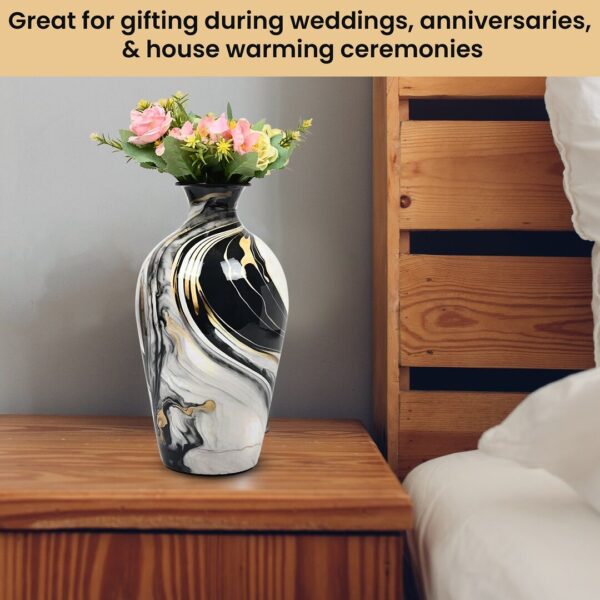 Black Big Size Metal Flower Vase Set of 2 For Living Room, Home Decoration Unique Modern Metal Vases
