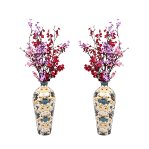 Large Metal Flower Vase Set of 2 Decorative Home & Living Room Indoor Outdoor Metal Flower Pot