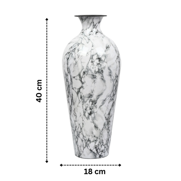 Tall White Metal Flower Vase Set of 2 - Indoor Outdoor Artificial Flower Pot for Decoration