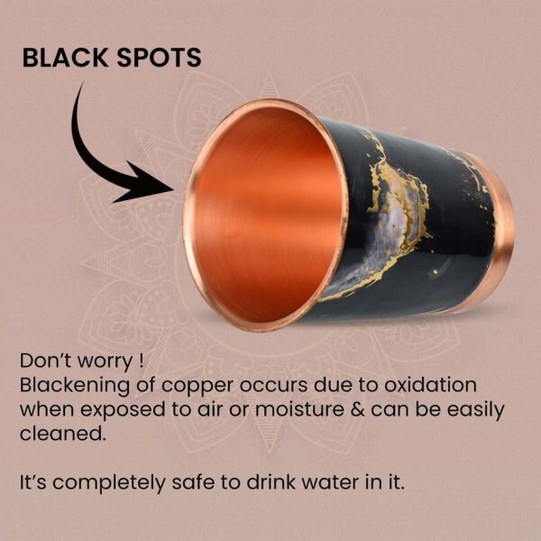 Premium Copper Glass Set of 2 Black Gold Finish with Elegant Red Gift Box Pack 250 ML