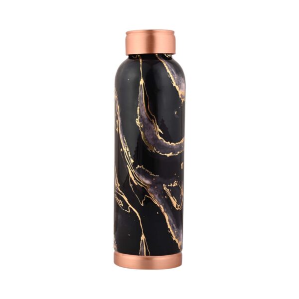 Premium Copper Water Bottle With Black Gold Design Enameled Finish 1 Litre Leak Proof Protection - Image 2